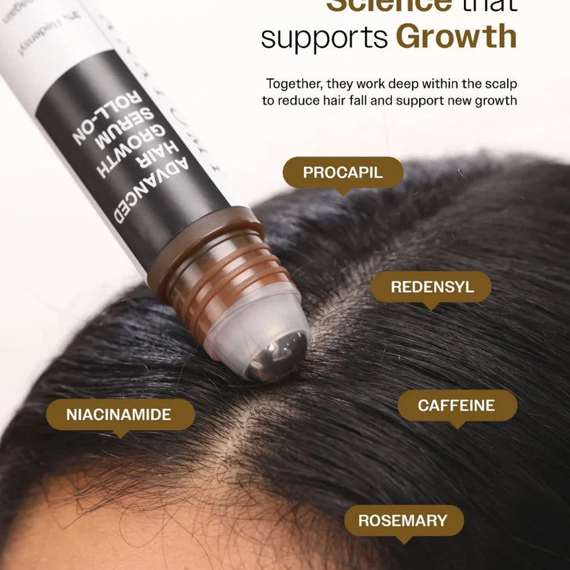 Bare Anatomy Advanced Hair Growth Roll-On Serum | 3% Redensyl + 4% Anagain + 2% Baicapil + 5% Rosemary | Direct Scalp Application for Thicker, Stronger Hair