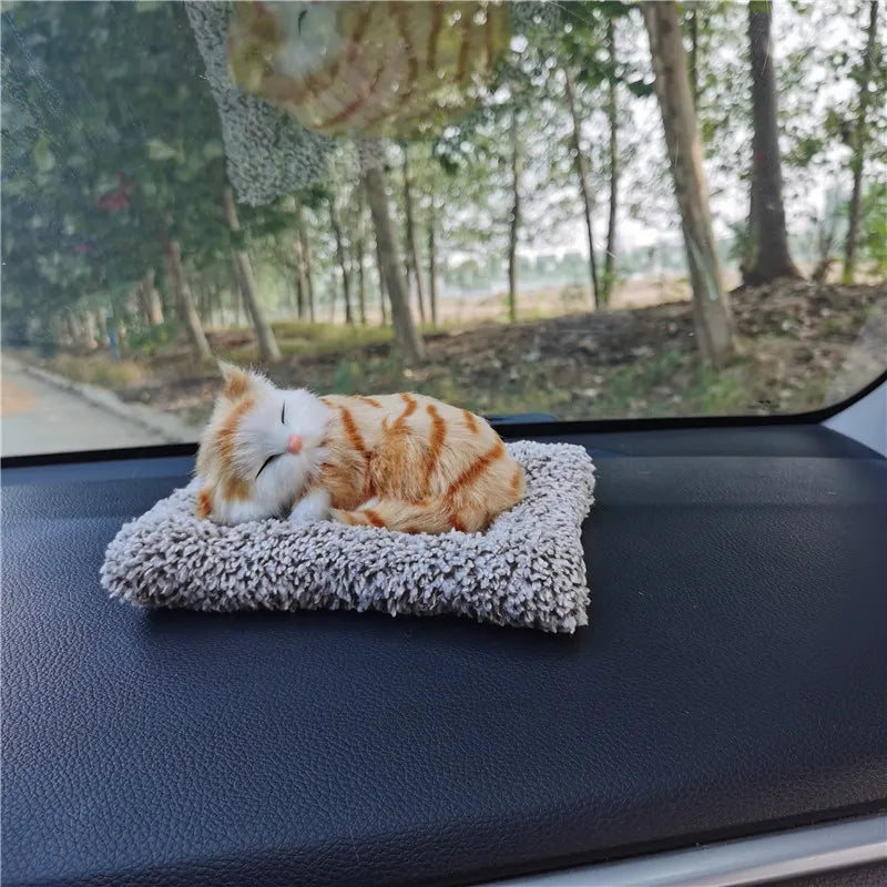 Cute Plush Sleeping Cat | Car Dashboard Display & Home Decor